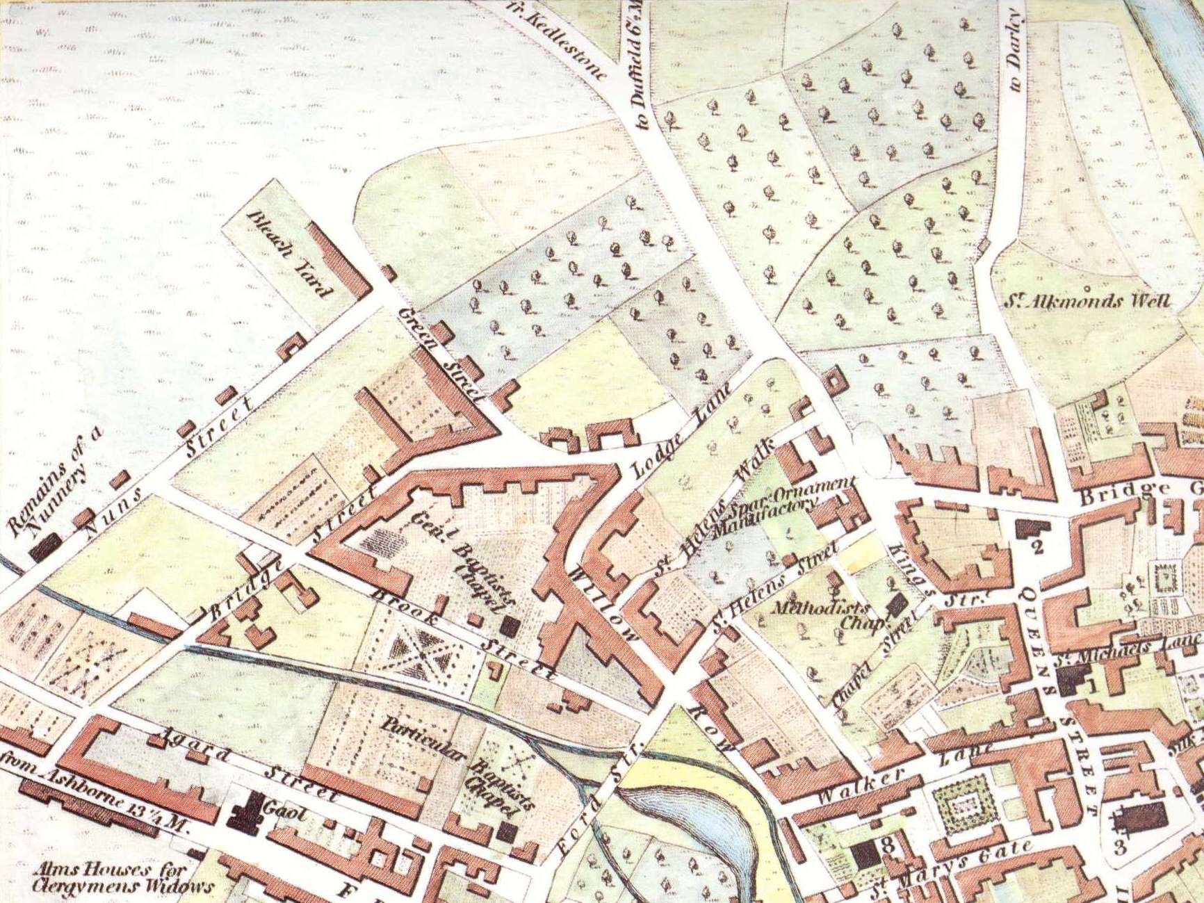 1806 Map Of Derby North West Quadrant 