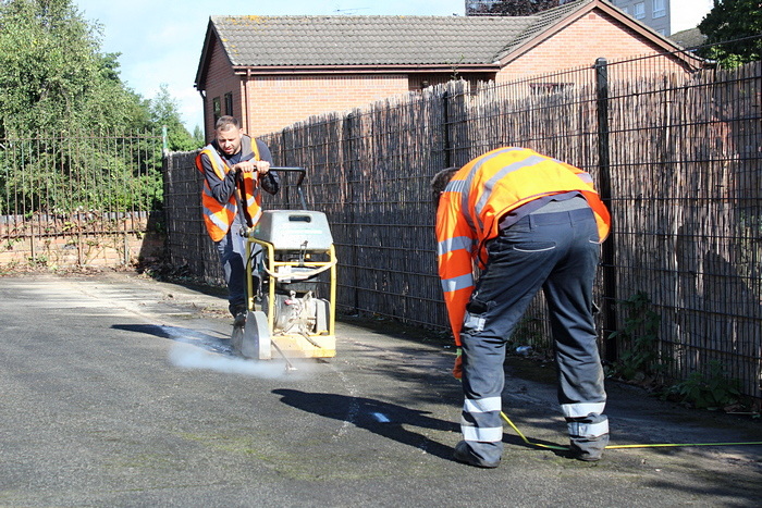 Cutting a new drainage channel to capture water run-off - September 2021.