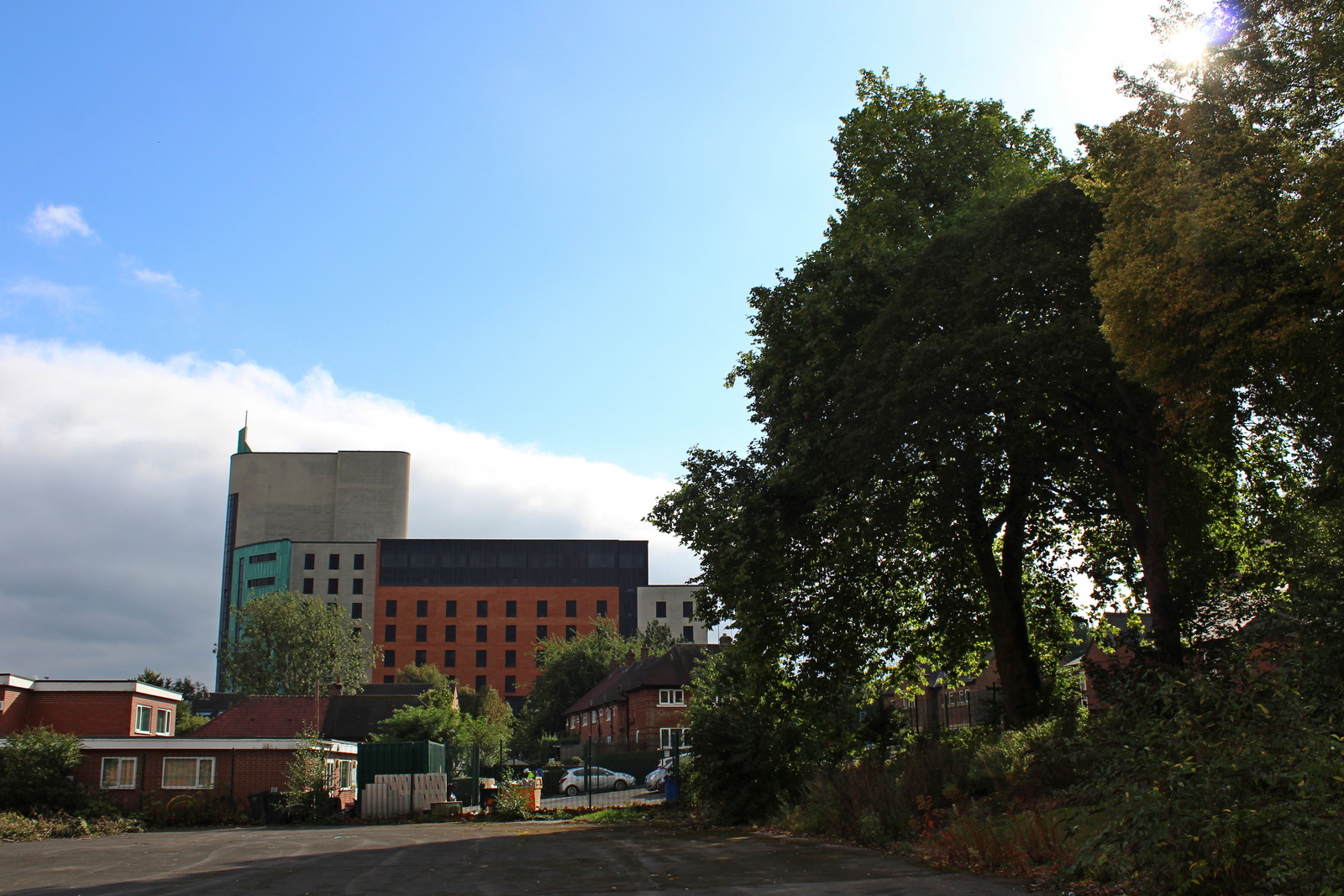 Looking south from Saint Alkmund's Green, view of Jury's Inn hotel on King Street, Derby.